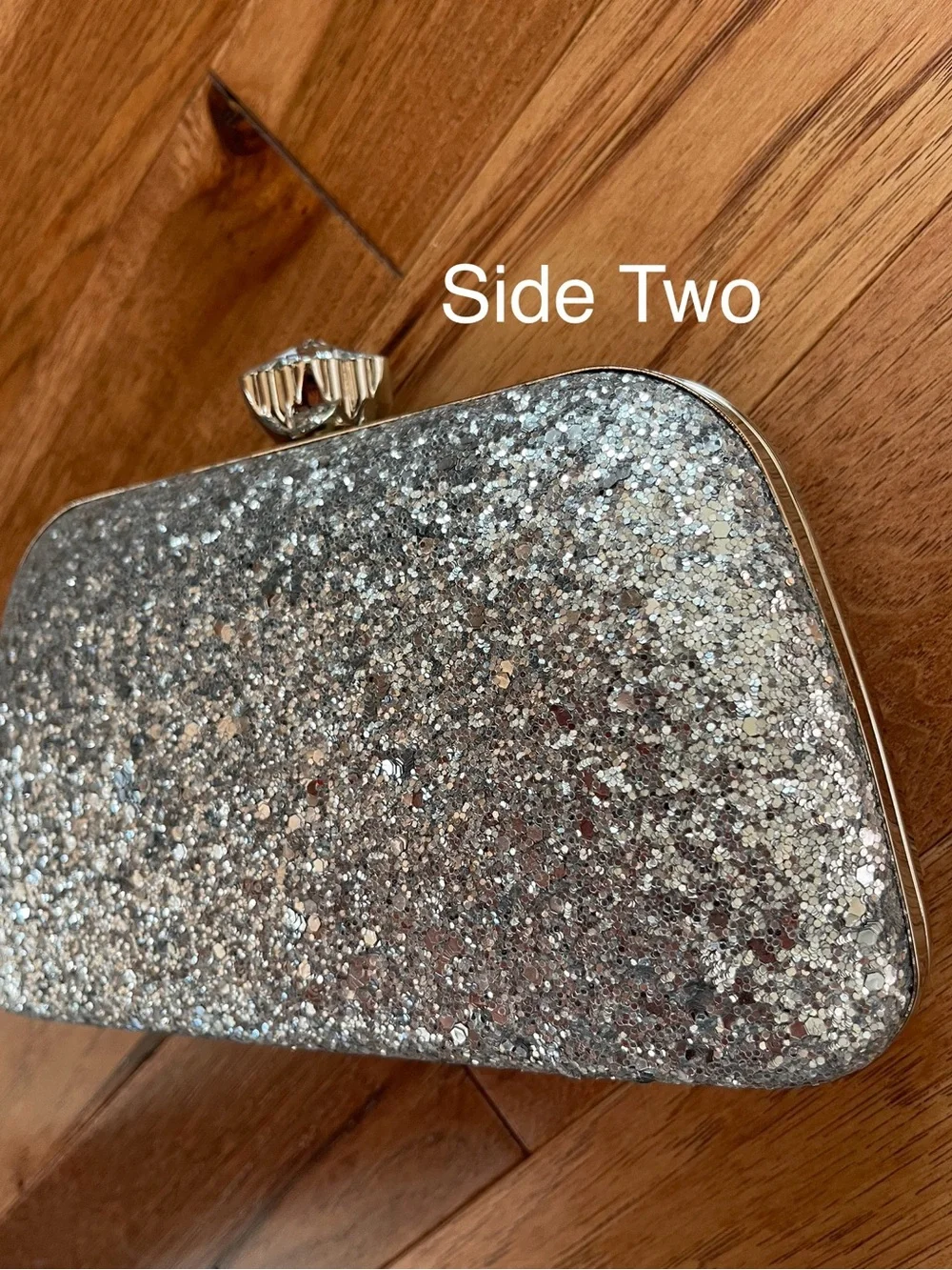 Silver Glitter Rhinestone Crystal Clutch Evening Bag Chain Strap